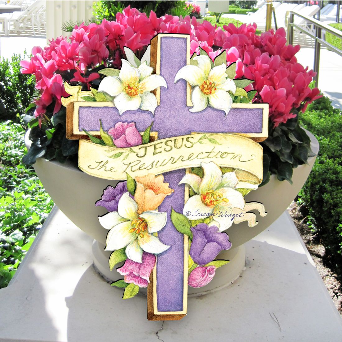 Easter Cross He is Risen Door Decor by Susan Winget - EasterSpring Decor - 8471303H-SW