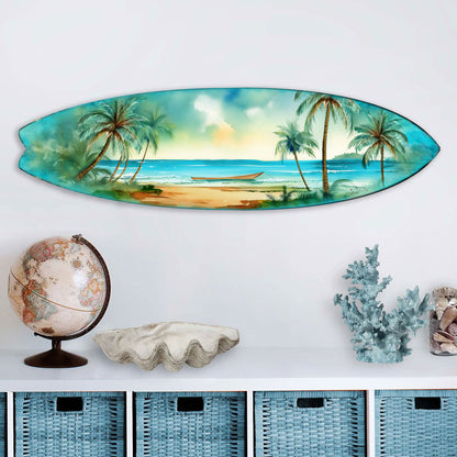 Tropical Island Surfboard Wall Art – Handcrafted Coastal Ocean Decor by G.DeBrekht – Beach House Accent for Indoor & Outdoor – 8490157HS