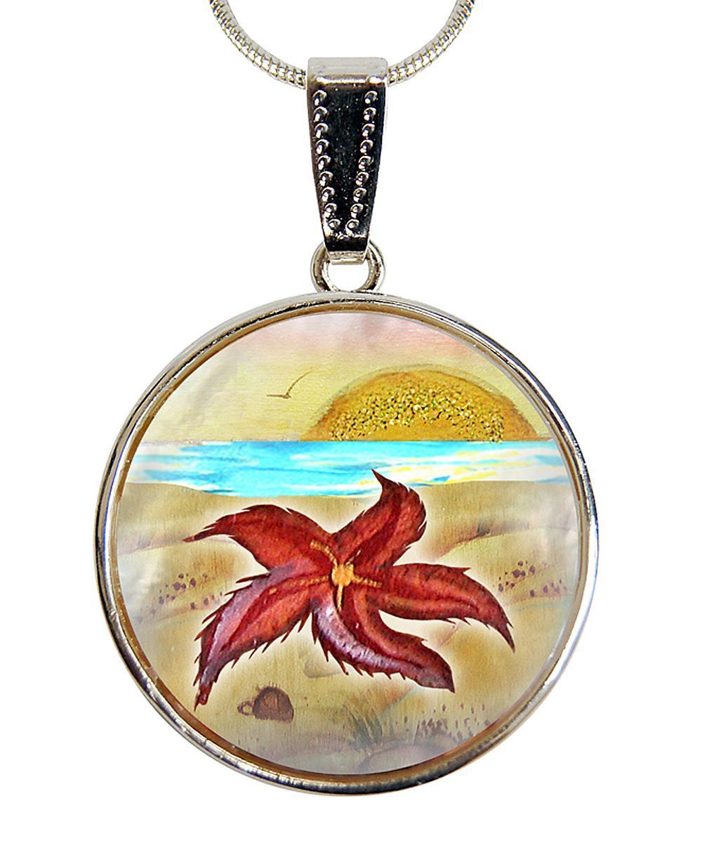 Starfish Pendant Silver-Plated Mother of Pearl Jewelry Necklace - 44051