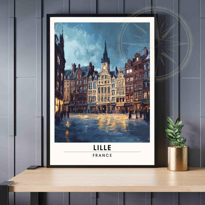 Affiche de voyage Lille | Impression Lille, France - Voyage nocturne